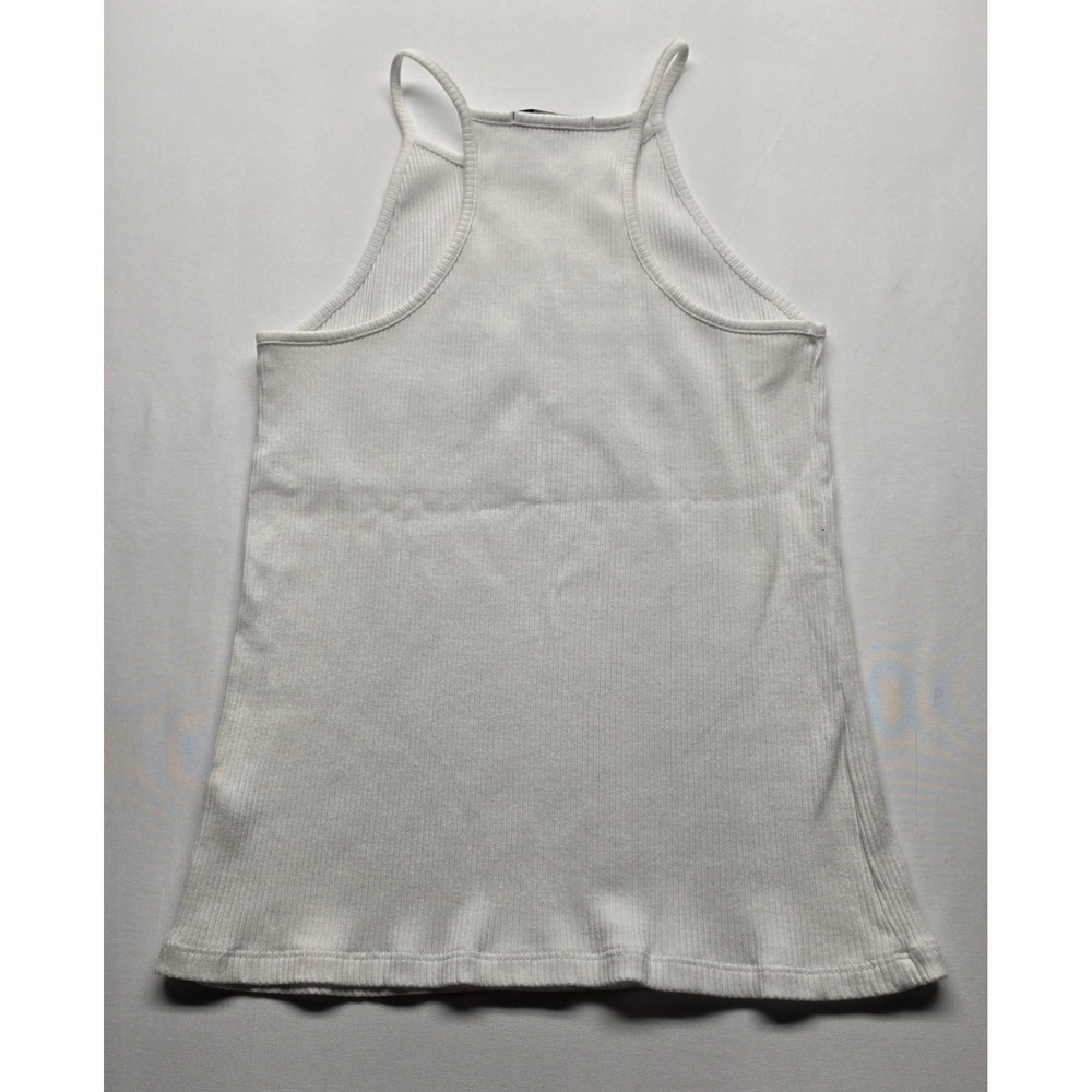 Ambiance Harley Davidson Graphic Ribbed Tank Top White Halter Cami Large - Picture 3 of 3